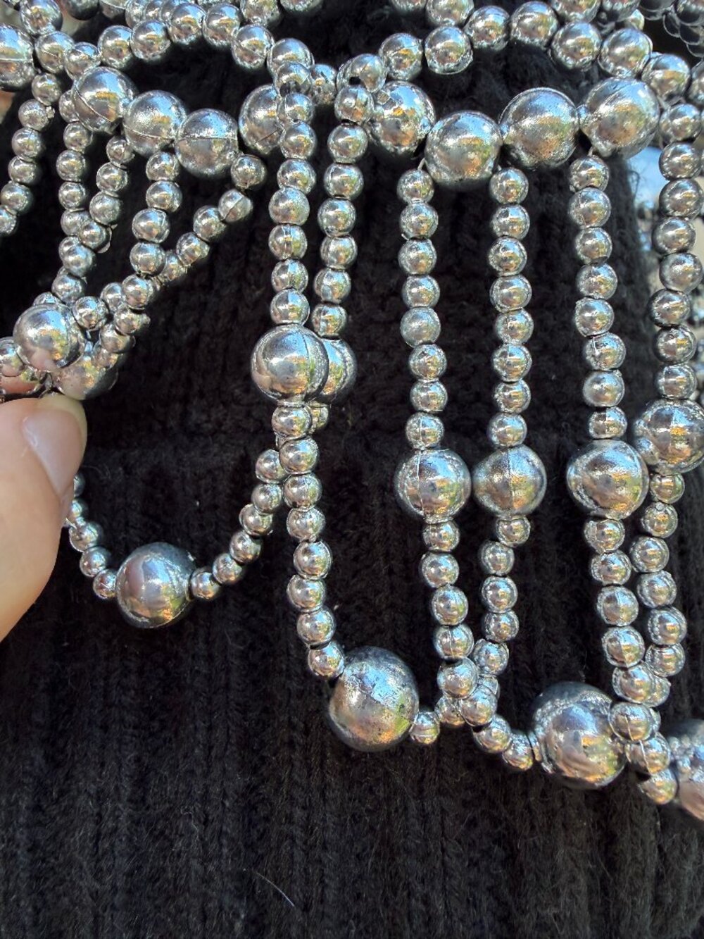 Vintage 2004 Silver Beaded Headpiece 1920s Flapper Cleopatra Style
